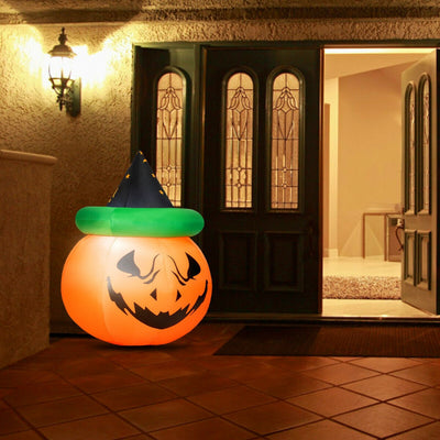 4 Feet Halloween Inflatable LED Pumpkin with Witch Hat