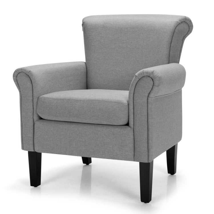 Upholstered Fabric Accent Chair with Adjustable Foot Pads