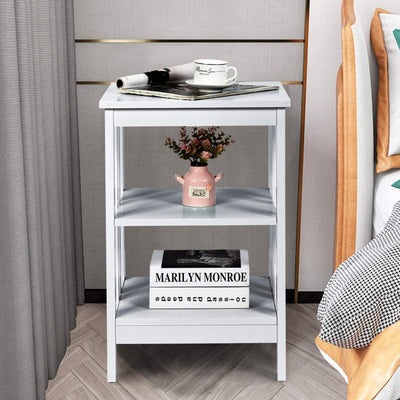 2 Pieces 3-Tier Nightstand with Reinforced Bars and Stable Structure