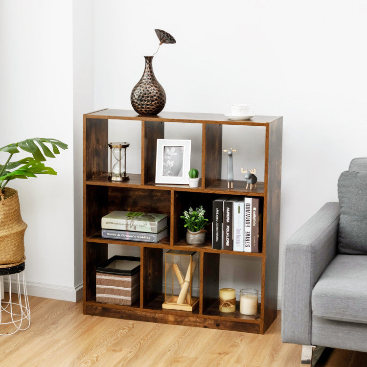 Open Compartments Industrial Freestanding Bookshelf for Decorations