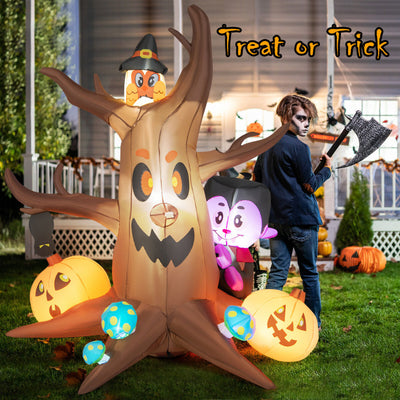 6 Feet Inflatable Halloween Dead Tree with Pumpkin Blow up Ghost Tree and RGB Lights