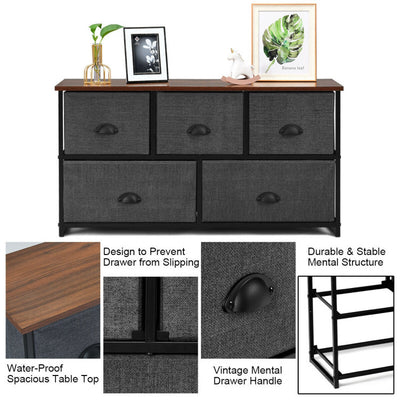 Dresser Storage Tower with 5 Foldable Cloth Storage Cubes