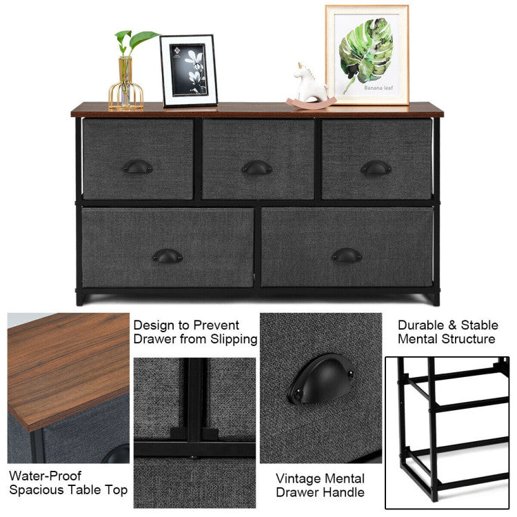 Dresser Storage Tower with 5 Foldable Cloth Storage Cubes