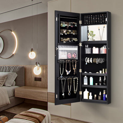 Lockable Storage Jewelry Cabinet with Frameless Mirror