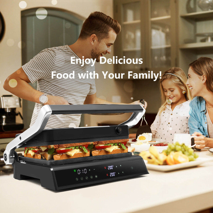 3-in-1 Electric Panini Press Grill with Non-Stick Coated Plates