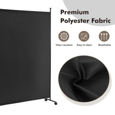 6 Feet Single Panel Rolling Room Divider with Smooth Wheels