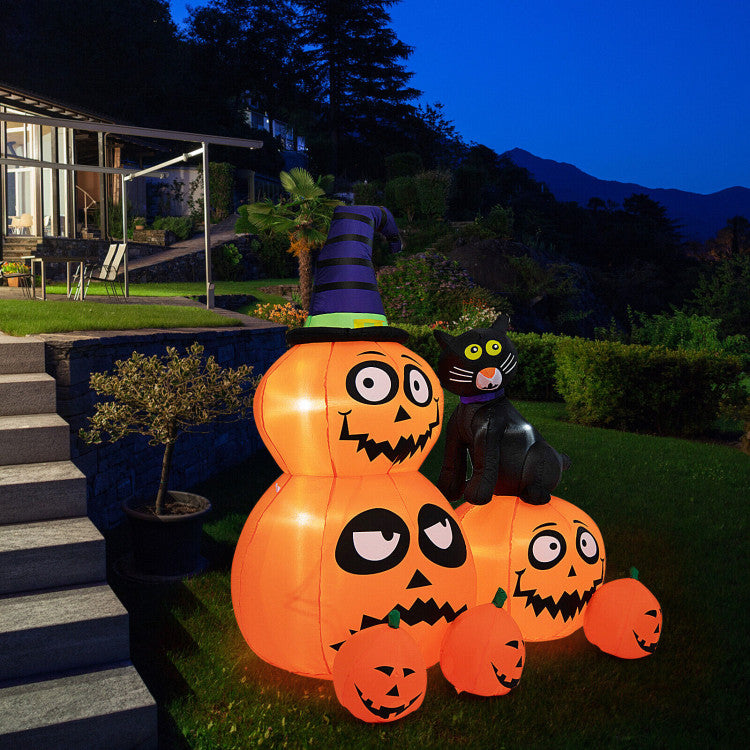 6 Feet Inflatable Pumpkin Combo Decoration with Built-in LED Light