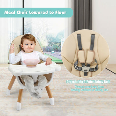 4 in 1 Convertible Baby High Chair with Detachable Tray and Removable Cushion