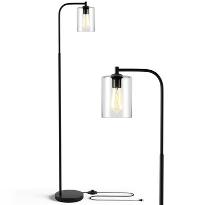 Industrial Floor Lamp with Glass Shade