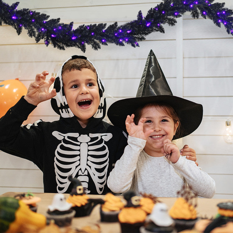 9 Feet Pre-lit Christmas Halloween Garland with 50 Purple LED Lights