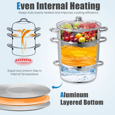 11-Quart Stainless Steel Fruit Juicer Steamer