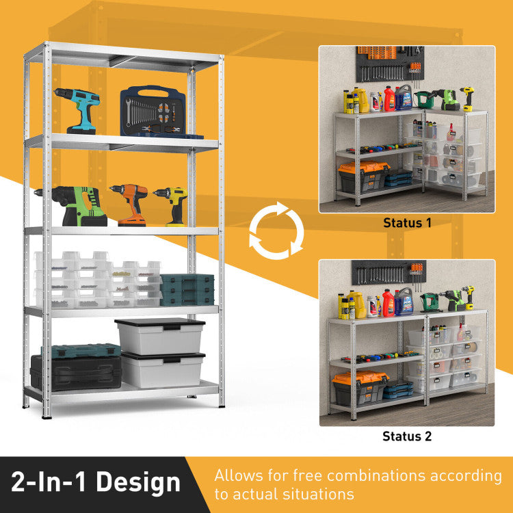 5-Tier Metal Utility Storage Rack for Free Combination--Silver