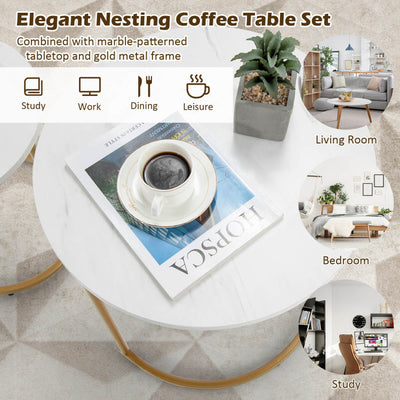 Modern Marble Look Stacking Nesting Coffee Table Set