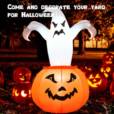 6 Feet Halloween Blow-Up Inflatable Ghost in Pumpkin with LED Light