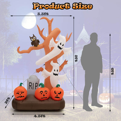 8 Feet Inflatable Halloween Dead Tree Blow Up Ghost with Built-in LED Lights