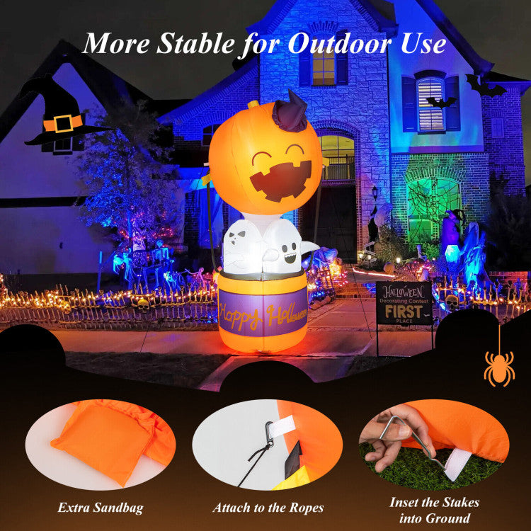 6 Feet Halloween Inflatable Pumpkin Hot Air Balloon Ghost Yard Decor