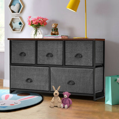 Dresser Storage Tower with 5 Foldable Cloth Storage Cubes