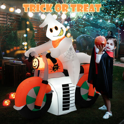 5 Feet Halloween Inflatable Ghost Riding on Motor Bike with LED Lights