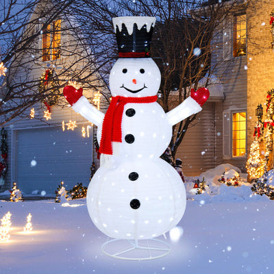 6 Feet Lighted Snowman with Top Hat and Red Scarf