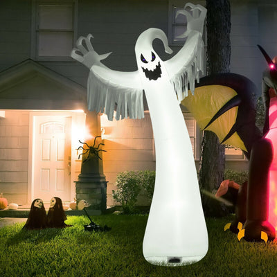 12 Feet Halloween Inflatable Spooky Ghost with Blower and LED Lights