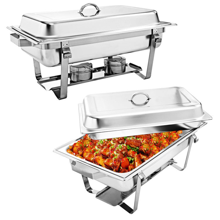 2 Packs Chafing 9 Quart Stainless Rectangular Chafer Buffet