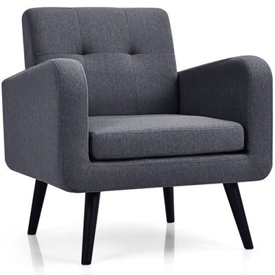 Modern Upholstered Comfy Accent Chair with Rubber Wood Legs