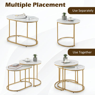 Modern Marble Look Stacking Nesting Coffee Table Set