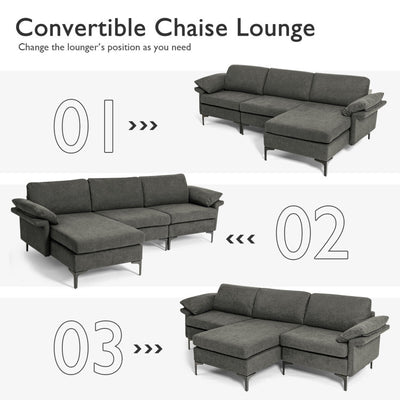 Extra Large L-shaped Sectional Sofa with Reversible Chaise