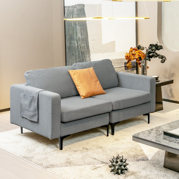 Modern Loveseat Sofa Couch with Side Storage Pocket