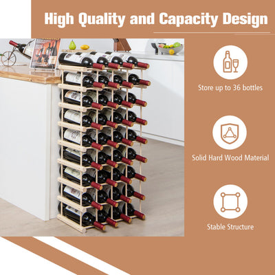 36-Bottle Wooden Wine Rack for Wine Cellar