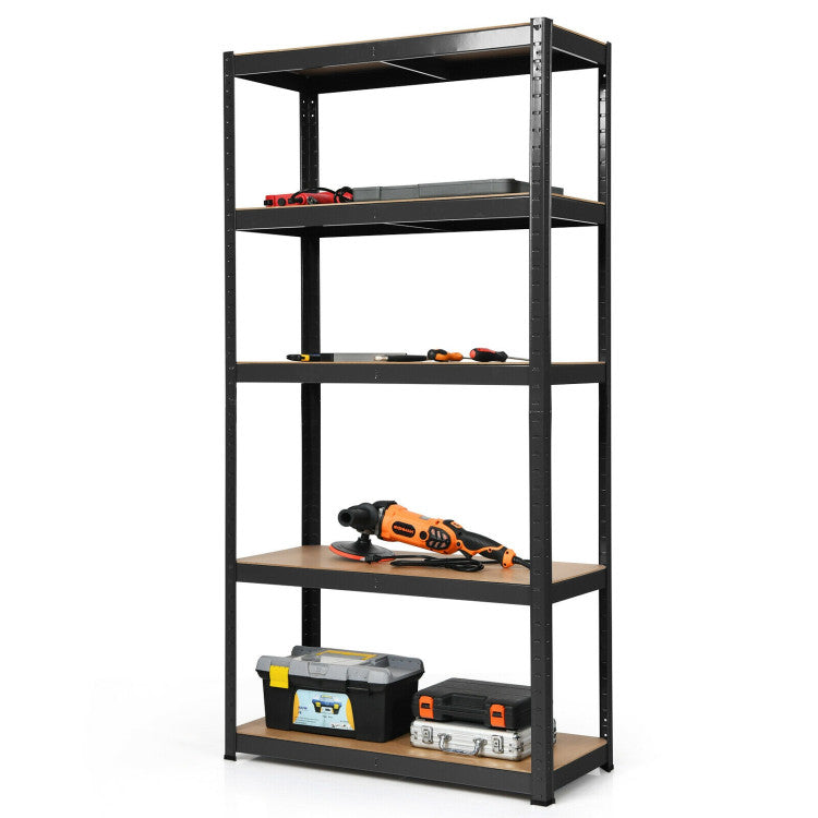 72 Inch Storage Rack with 5 Adjustable Shelves for Books Kitchenware--Black