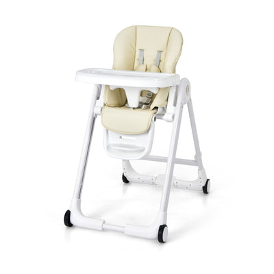 Baby Folding Convertible High Chair with Wheels and Adjustable Height