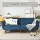 Convertible Futon Sofa Bed Adjustable Couch Sleeper with Wood Legs--Navy Blue