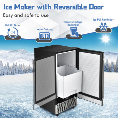 115V Free-Standing Undercounter Built-In Ice Maker with Self-Cleaning Function