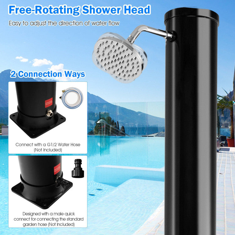 7.2 Feet Solar-Heated Outdoor Shower with Free-Rotating Black Shower Head