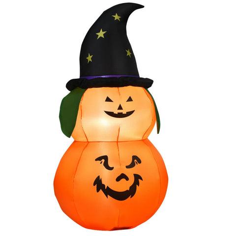 5 Feet Halloween Inflatable LED Pumpkin with Witch Hat