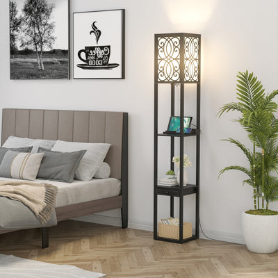 Modern  Standing Shelf Lamp with 1 Power Outlet and 2 USB Ports