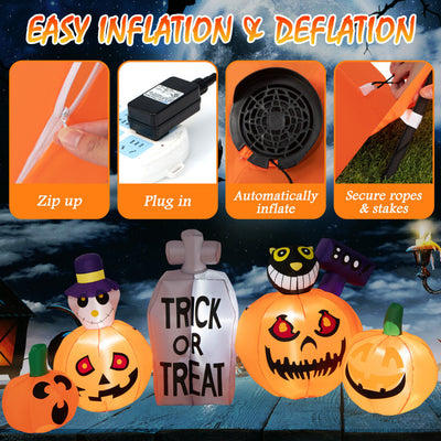 8 Feet Long Halloween Inflatable Pumpkins Lantern Decoration