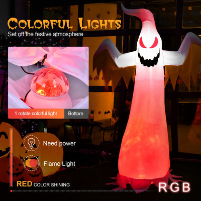 8 Feet Halloween Inflatable Ghost with Rotatable Flame LED Lights