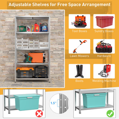 5-Tier Metal Utility Storage Rack for Free Combination--Silver