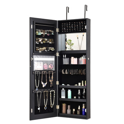 Lockable Storage Jewelry Cabinet with Frameless Mirror