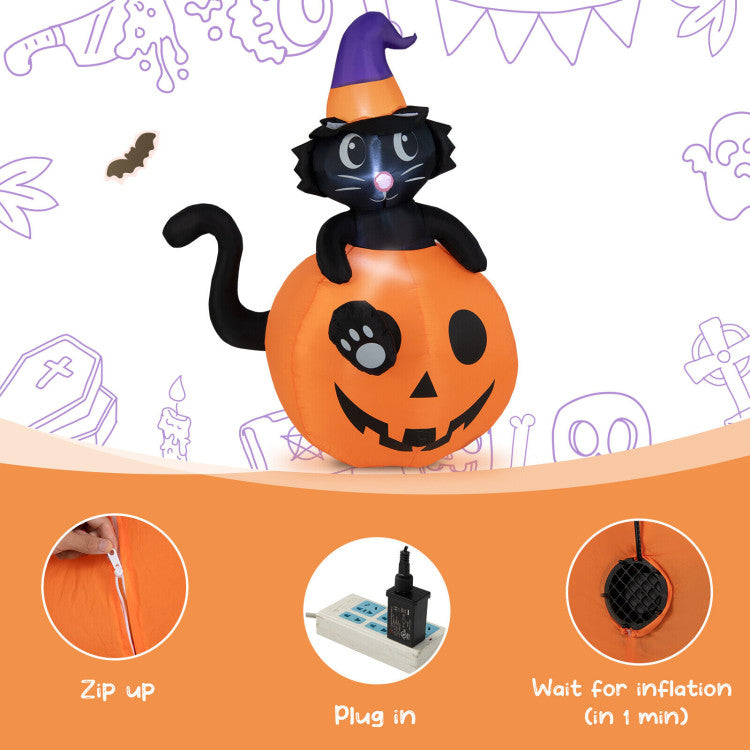 5 Feet Inflatable Halloween Pumpkin with Witch&