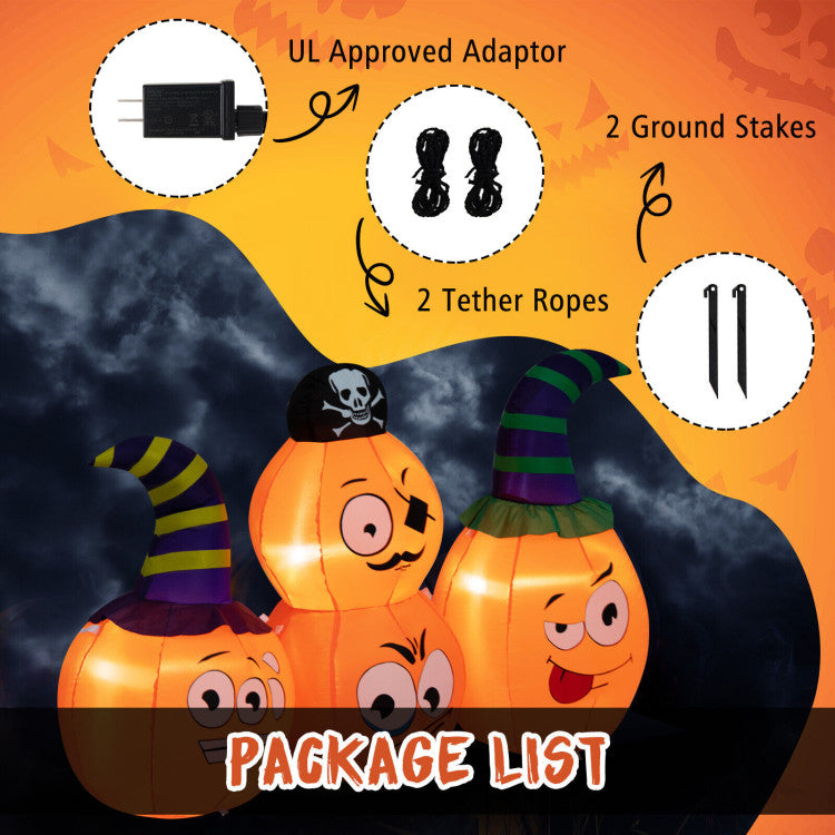 5 Feet Long Halloween Inflatable Decoration 4 Pumpkin Lanterns Combo with Pirate