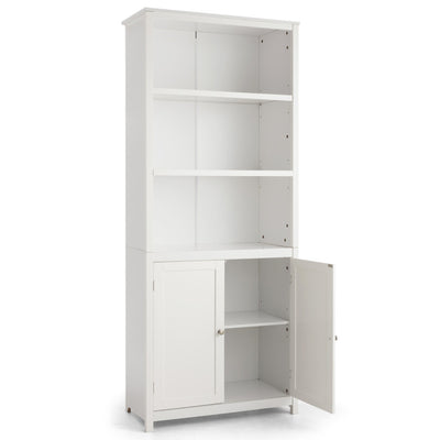 Standing Wooden Bookcase with  3 Tier Open Book Shelving and Double Doors