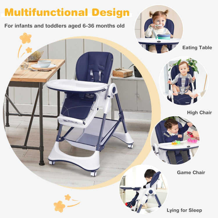 A-Shaped High Chair with 4 Lockable Wheels