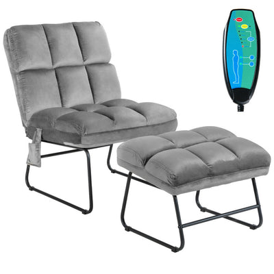 Velvet Massage Recliners with Ottoman Remote Control and Side Pocket