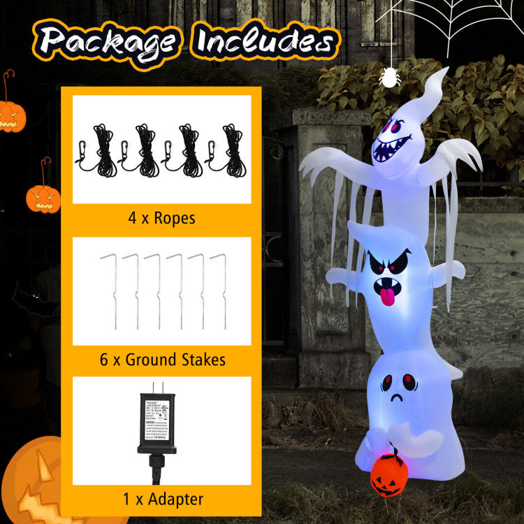 6 Feet Halloween Inflatable Ghost Quick Blow up Halloween Decor with LED Lights