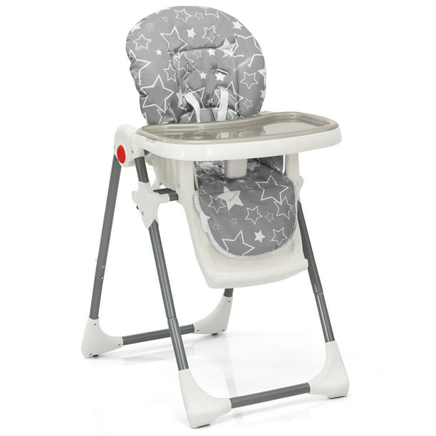 Folding Baby High Chair Dining Chair w/ 6-Level Height Adjustment Beige