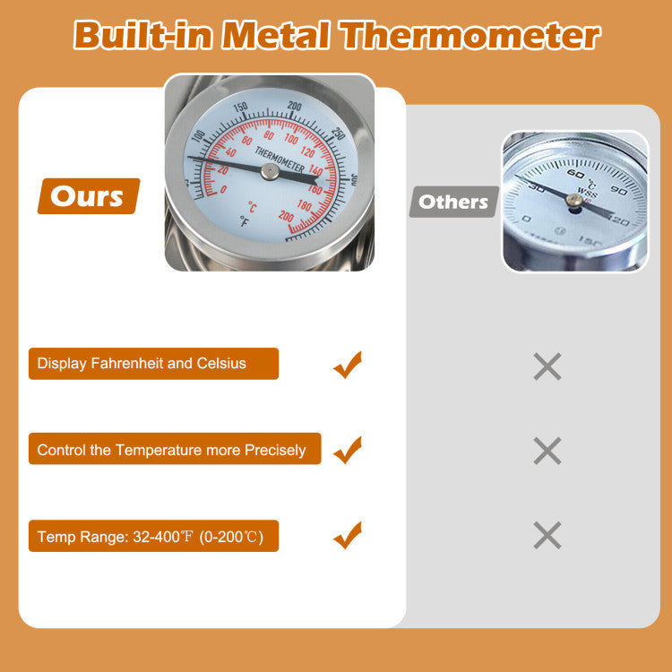 10 Gal Alcohol Still with Built-in Thermometer for Whiskey Beer