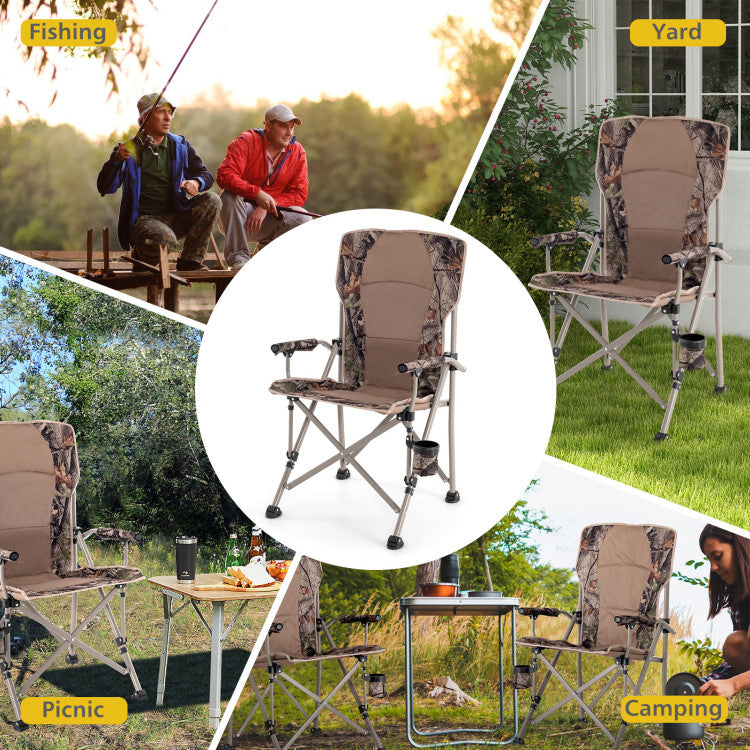 Portable Camping Chair with 400 LBS Metal Frame and Anti-Slip Feet